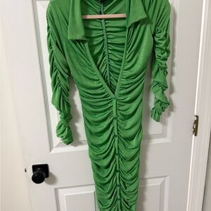 PrettyLittleThing Vibrant Green Ruched Dress